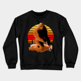 Retro Comic Bigfoot Vintage Sasquatch Sunset Art Crewneck Sweatshirt